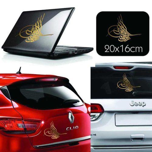 Osmanlı Tuğrası Altın Yaldız Parlak Araç Aksesuar - Oto Kendinden Yapışkanlı Sticker Çıkartma Etiket