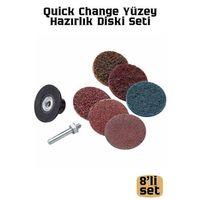 8'li Quick Change Yüzey Hazırlık Diski Seti 50mm, Cırtlı Zımpara Pedleri