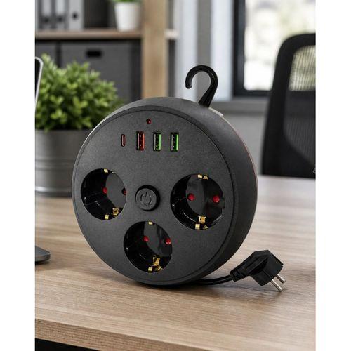 Akım Korumalı Çoklu Priz 3 Priz 3 Usb 1 Type C 2 Metre Kablo Güvenli Şarj