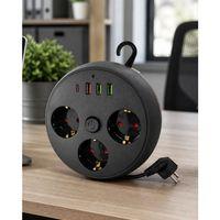 Akım Korumalı Çoklu Priz 3 Priz 3 Usb 1 Type C 2 Metre Kablo Güvenli Şarj
