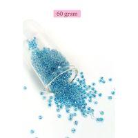 Dökme Cam Kum Boncuk (8/0) 3 mm - 60 Gram - Şeffaf Gök Mavi - BNC214