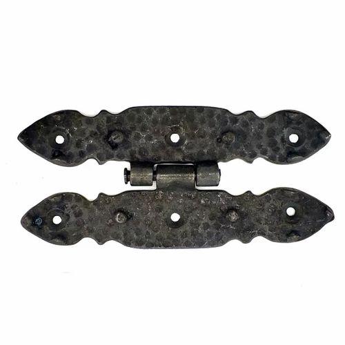 Antika Tarz Dekoratif Pirinç Düğmeli Menteşe - 142x69 Mm, Oksit