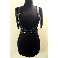 Omuzları Püskül Detaylı Deri Kemer, Askılı Püsküllü Deri Harness - Brf1004