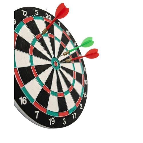 15 İnç Dart Tahtası 4 Metal Uçlu Dart Oku Dayanıklı Ahşap Gövde