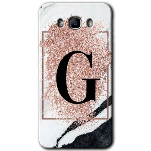 Galaxy J7 2016 Kılıf HD Desen Baskılı Arka Kapak - Pembe Mermer Desenli G Harfi