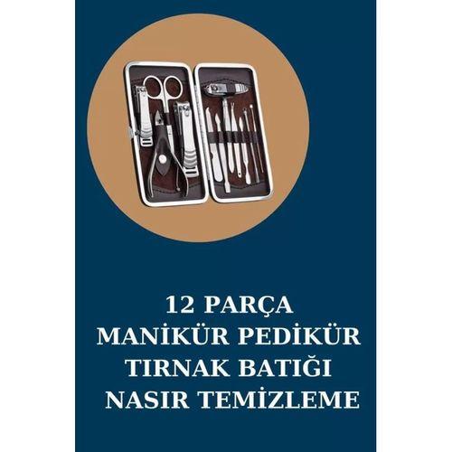 12 Parça Manikür Pedikür Seti Özel Deri Çanta El Ayak Bakımı Akne Ve Sivilce Temizleme