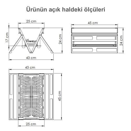 FiWays ATLAS V3 2mm 304 Paslanmaz Çelik Profesyonel Katlanır Çantalı Kamp Mangalı ve Ateş Çukuru