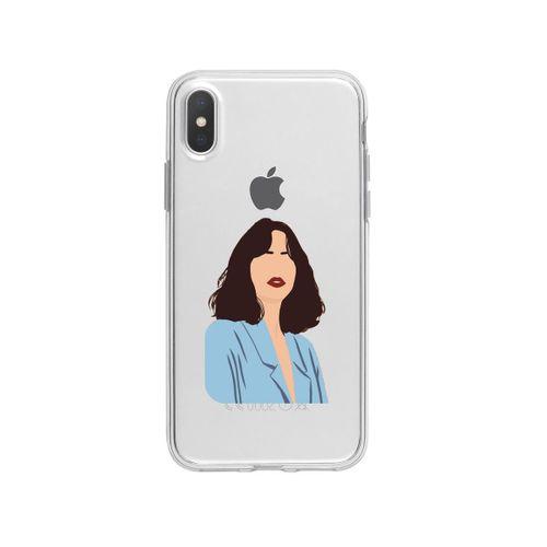 iPhone Xs Max Mavi Gömlekli Desenli Premium Şeffaf Silikon Kılıf