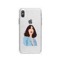 iPhone Xs Max Mavi Gömlekli Desenli Premium Şeffaf Silikon Kılıf
