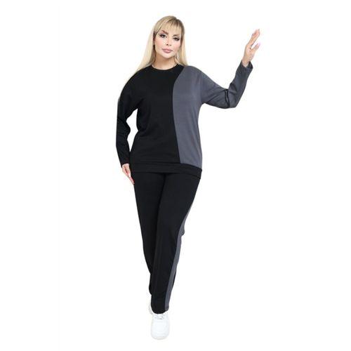 Melsay Butik Siyah Füme Renk Bloklu Modal Kadın Eşofman Takımı