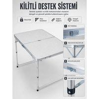 4 Kişilik Katlanabilir Kamp Masası Seti 4 Tabureli 50-65 Cm Ayarlanabilir Yükseklik