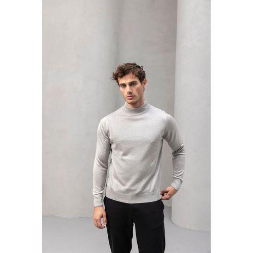 Fincher Yarım Balıkçı Regular Fit Boğazlı Erkek Kazak - Açık Gri