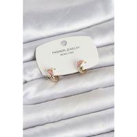 Pembe Yunus Balığı Model Gold Renk Pirinç Çocuk Küpe - TJ-BKP11650