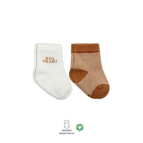 Bistyle Big Heart Penye Soket Çorap 2'Li BS10117 Hardal