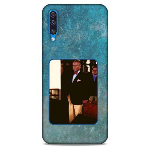 Samsung Galaxy A50 Kılıf Atatürk (30) Silicone Case Turkuaz Taş