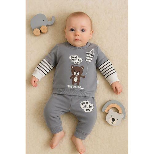Gift For You Desenli 2'li % 100 Pamuk Erkek Bebek Takımı