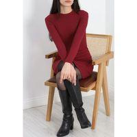 pilelistore Kaşkorse Yırtmaçsız Elbise Bordo1