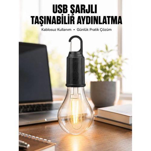 Dekoratif Kamp Lambası Askılı Ampul Led Işık Type-c Girişli