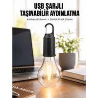 Dekoratif Kamp Lambası Askılı Ampul Led Işık Type-c Girişli