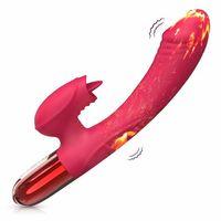 V2 Şarjlı Akıllı Isıtmalı Güçlü Titreşimli G-Spot Klitoris Uyarıcı Yapay Penis 2 in 1 Dil Vibratör