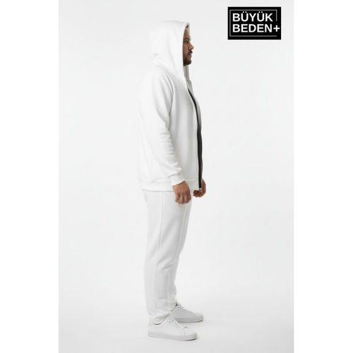 Erkek Büyük Beden Fermuarlı Kapüşonlu Sweatshirt Hırka - Rahat Kalıp SPR26BHR960
