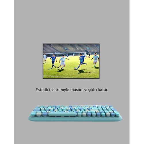 Retro Daktilo Stilli Kablosuz Klavye Mouse Seti – Sessiz Ve Şık