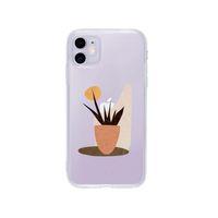 iPhone 11 Saksıda Çiçek Desenli Premium Şeffaf Silikon Kılıf