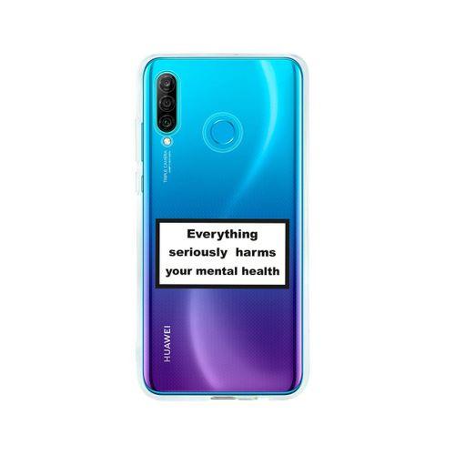 Huawei P30 Lite Yazılı Tasarım Görseli Desenli Premium Şeffaf Silikon Kılıf