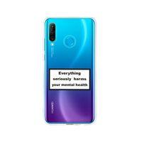 Huawei P30 Lite Yazılı Tasarım Görseli Desenli Premium Şeffaf Silikon Kılıf
