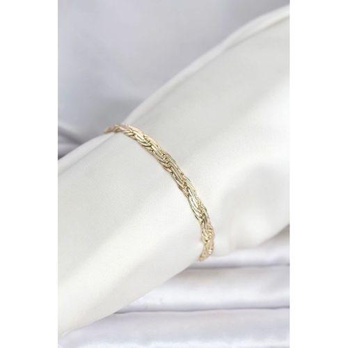 CM 14K Gold Renk Ezme Sarmal Zincir Model Kadın Bileklik