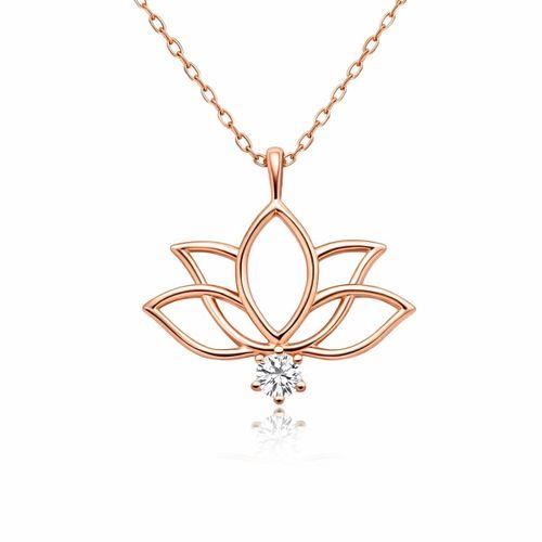 Gümüş Rose Lotus Çiçeği Kadın Kolye