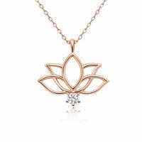 Gümüş Rose Lotus Çiçeği Kadın Kolye