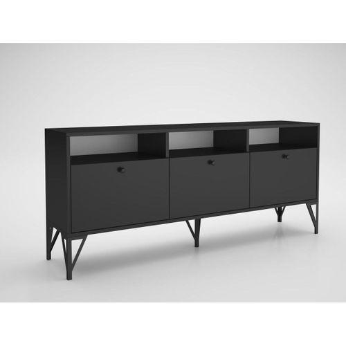 Wood'n Love Rhea 160 Cm Dolaplı, Minifiks Bağlantı, Geniş Tv Ünitesi - Konsol - Siyah / Siyah