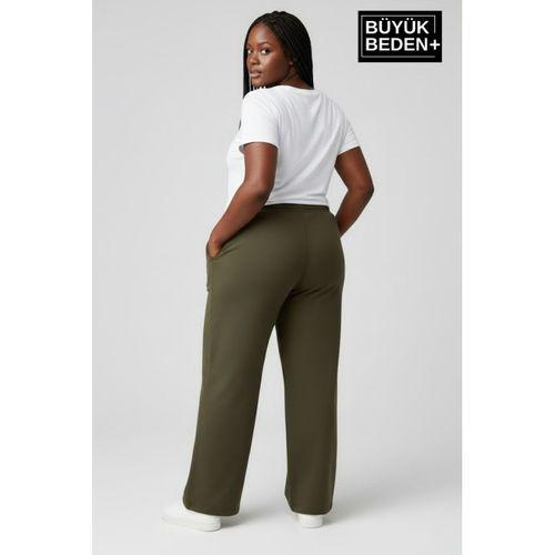 Kadın Büyük Beden BROOKLYN Baskılı Rahat Kesim Paça Reçme İnce Eşofman Altı SPR26EAK952-2