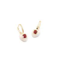 Mineli Kalp Küpe - Kırmızı