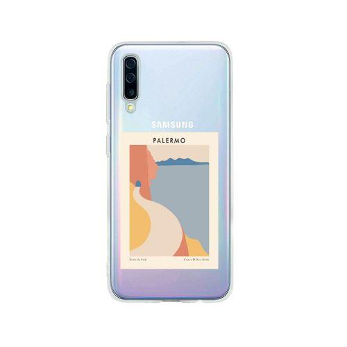 Samsung A50 Palermo Desenli Premium Şeffaf Silikon Kılıf