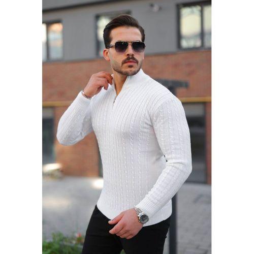 Erkek Örgü Desen Zip Yaka Triko