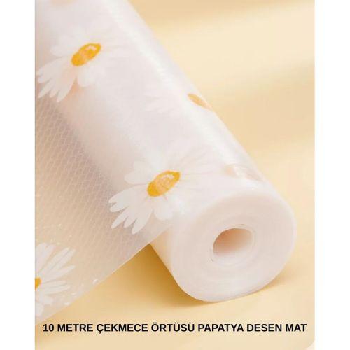 10 Metre Papatya Desenli Kaymaz Dolap Ve Çekmece İçi Mat