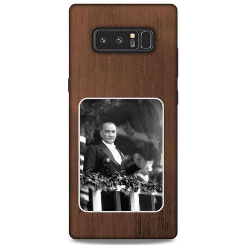Samsung Galaxy Note 8 Kılıf Atatürk (35) Fit Design Kılıf Kahverengi Duvar