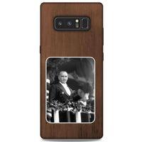 Samsung Galaxy Note 8 Kılıf Atatürk (35) Fit Design Kılıf Kahverengi Duvar