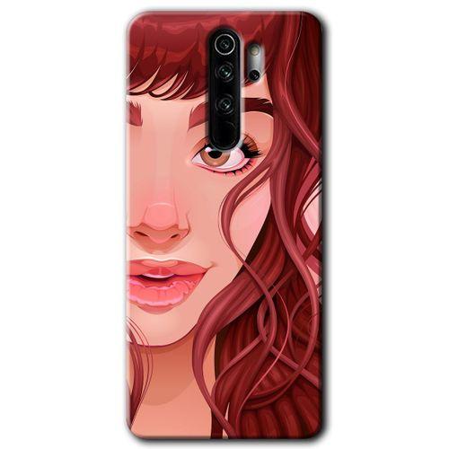 MRCİLETİSİM Xiaomi Redmi Note 8 Pro Kılıf Baskılı Kapak - Kızıl Kız + 5D Tam Kaplayan Cam