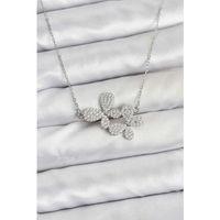 316L Çelik Zincir Gümüş Renk Zirkon Taşlı Kelebek Model Kadın Kolye