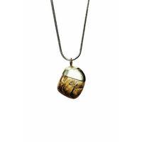 Jasper Doğal Taşı Zincirli El Yapımı Kolye Uç: 2 cm Zincir: 20 cm Kutulu