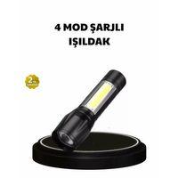 4 Mod Şarjlı Işıldak | Ultra Güçlü Cree Led | Su Geçirmez Alüminyum Gövde