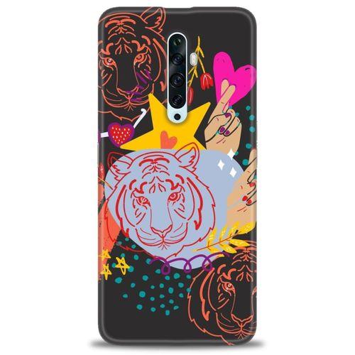 Oppo Reno 2Z Kılıf HD Baskılı Kılıf - Kaplan + Tam Ekran Koruyucu
