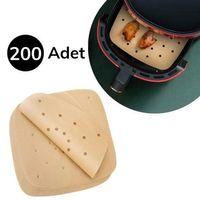 200 Adet Air Fryer Pişirme Kağıdı Tek Kullanımlık Pişirme Kağıdı Delikli Kare Model