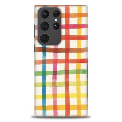Samsung Galaxy S23 Ultra Kılıf HD Baskılı Kılıf - Renkli Kareler + Tam Ekran Koruyucu