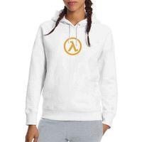 Half Life Logo Baskılı Beyaz Kadın Kapşonlu Sweatshirt