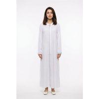 Uzun Kol Mihrimah Nakışlı Yazlık Şile Bezi Ferace Beyaz Byz