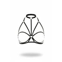 Siyah Göğüs Harness Yüksek Yaka O Halka Detaylı - Brf1044